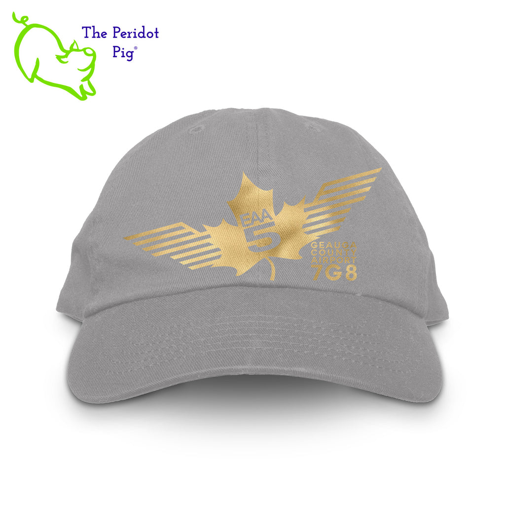 This EAA Chapter 5 Logo Hat offers comfort and style for small plane pilots. Crafted with 100% soft cotton, it features no top button for maximum comfort and comes in five different colors. Enjoy the perfect fit and look with this hat on your next flight. Front view shown in Charcoal with gold.