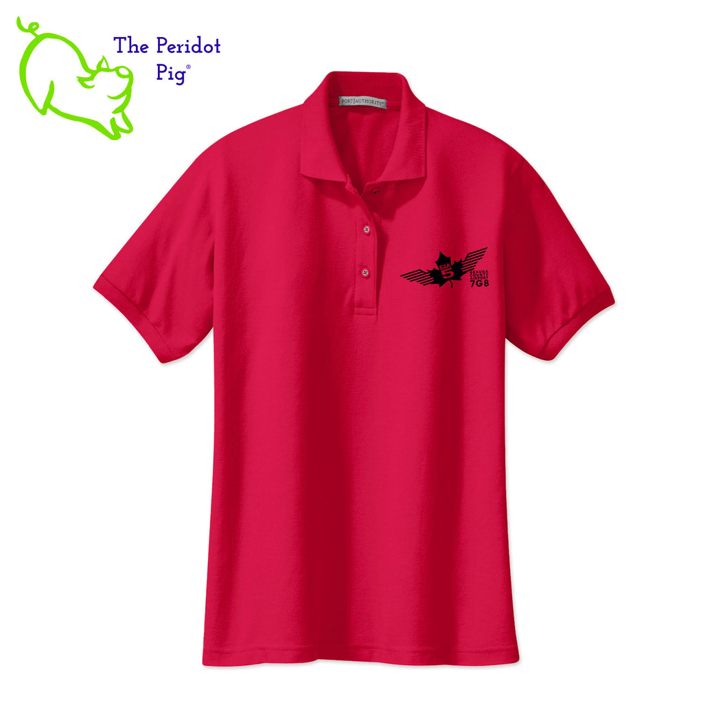 Renowned for its resilience, our incomparably comfortable classic polo is second to none. Expertly designed to resist wrinkles and shrinkage, this must-have polo delivers a luxuriously soft feel. Featuring the iconic EAA Chapter 5 logo on the left chest, you won't ever regret choosing this timeless piece. Front view shown in Red-Black.