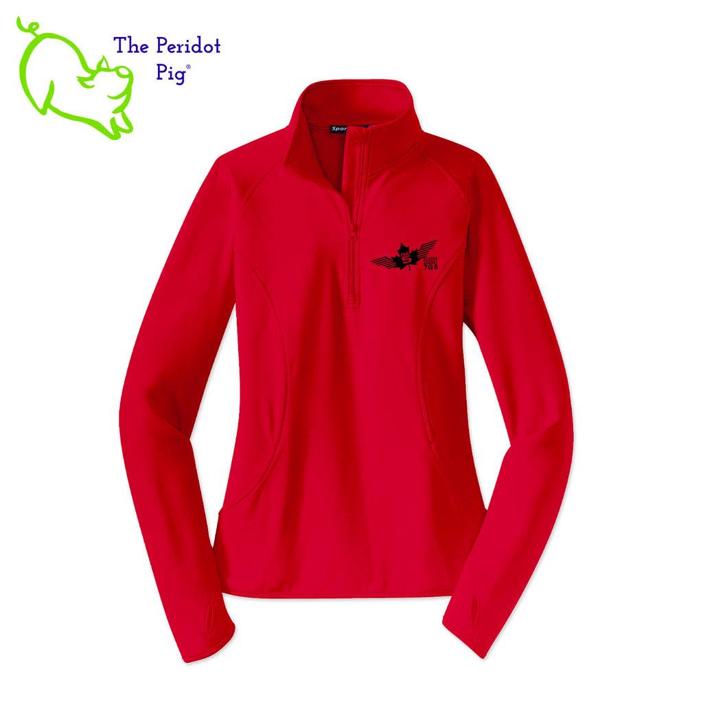 This Fall, make the EAA Chapter 5 Ladies Long Sleeve Quarter Zip your go-to layer! Boasting a soft-brushed backing and moisture control, it's comfortable year-round. And with the stylish Chapter 5 logo on the left chest, it looks perfect for the office or the weekend. Everything you need in one perfect shirt! Front view shown in Red - Black.