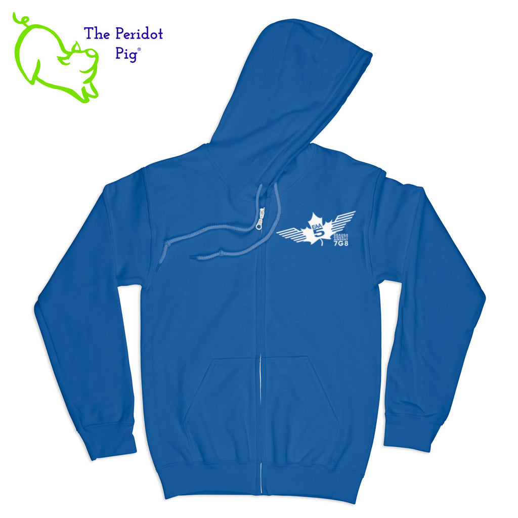 Crafted from a soft and comfortable material, this hoodie features a loose cut and the EAA Chapter 5 logo in your choice of color on the front and back. You can also chose from four different colors for the hoodie. The front has a small logo on the left chest area. The back has the larger version of the logo. Front view shown in Royal with white.