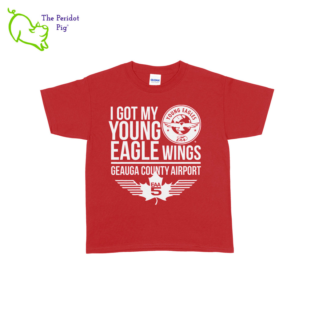 Make your Young Eagles flight a memorable one with this stylish EAA Chapter 5 Young Eagles Youth T-Shirt! Choose from five awesome shirt colors and four logo colors, with the iconic EAA Chapter 5 and Young Eagles logos printed on the front. Front view shown in Red with white.