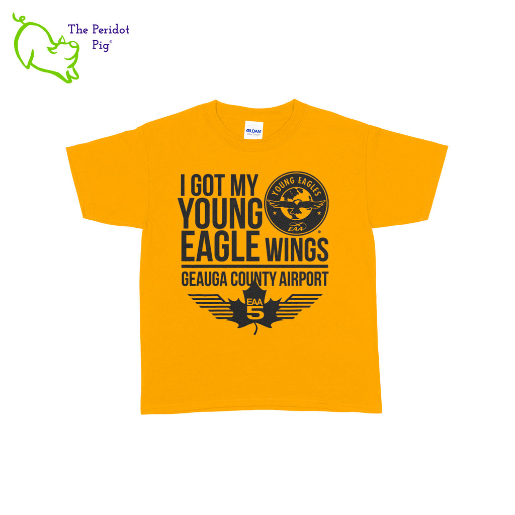 Make your Young Eagles flight a memorable one with this stylish EAA Chapter 5 Young Eagles Youth T-Shirt! Choose from five awesome shirt colors and four logo colors, with the iconic EAA Chapter 5 and Young Eagles logos printed on the front. Front view shown in Yellow with black.