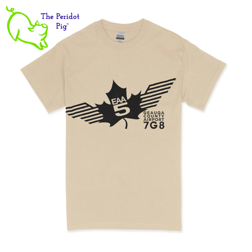 Crafted from a soft and comfortable material, this t-shirt features a loose cut and the EAA Chapter 5 logo in your choice of color on the front. You can also chose from five different colors for the shirt. The back is left blank for a classic, minimalist look. Front view shown in Sand with black.