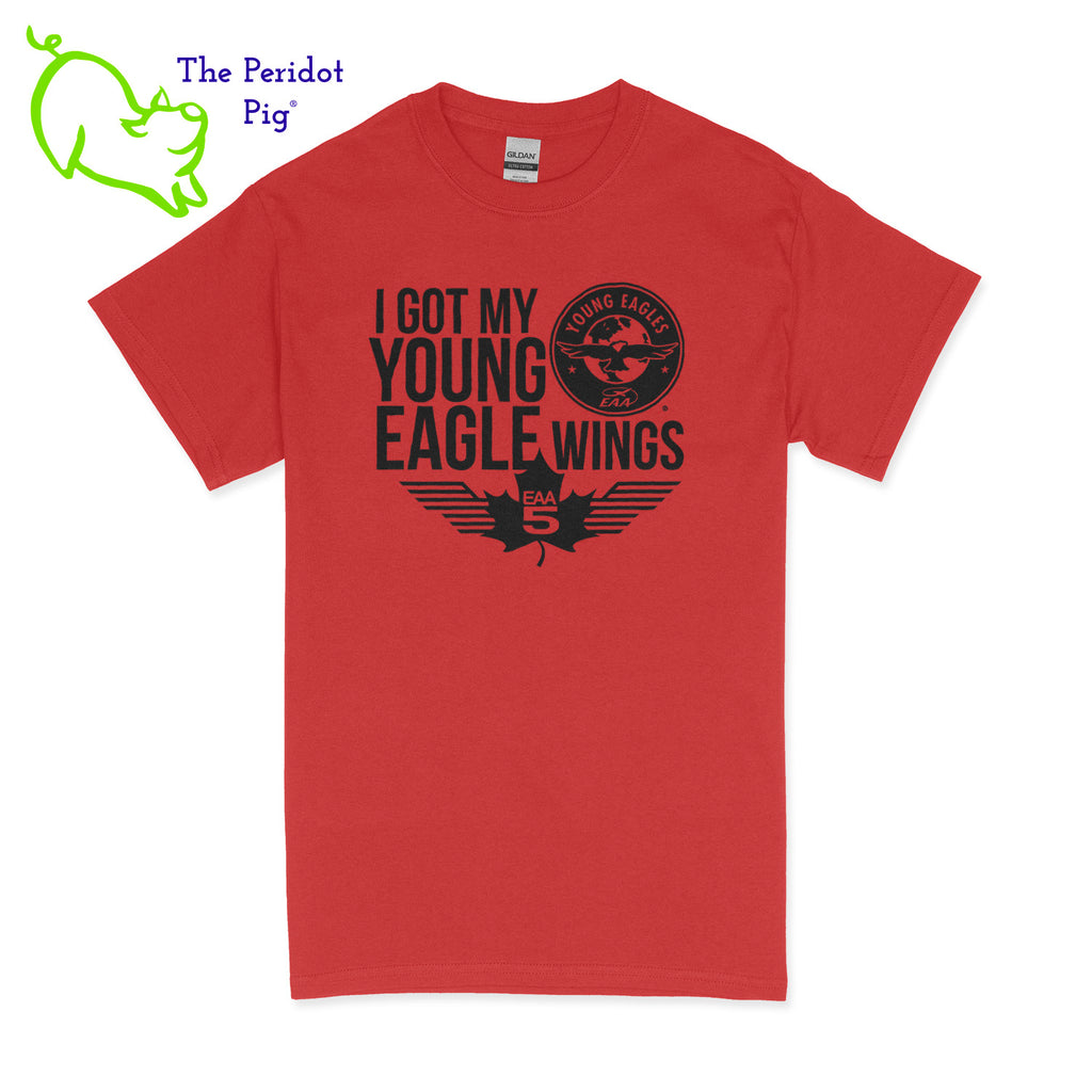 Make your Young Eagles flight a memorable one with this stylish Young Eagles T-Shirt! Choose from five awesome shirt colors and four logo colors, with the iconic Young Eagles logo printed on the front. What a cool way to commemorate your flight! Fly away in fashion! Front view shown in Red with black.