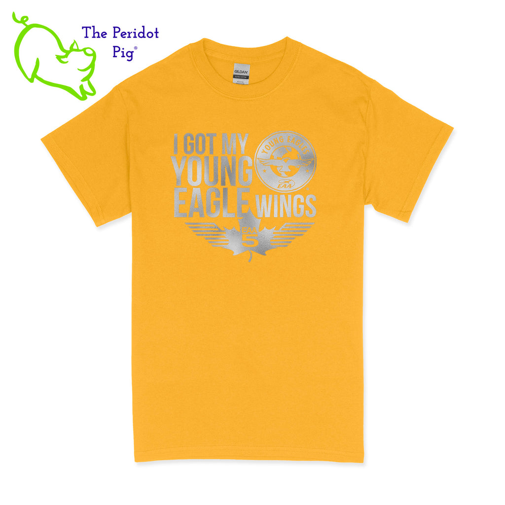 Make your Young Eagles flight a memorable one with this stylish Young Eagles T-Shirt! Choose from five awesome shirt colors and four logo colors, with the iconic Young Eagles logo printed on the front. What a cool way to commemorate your flight! Fly away in fashion! Front view shown in Yellow with silver.