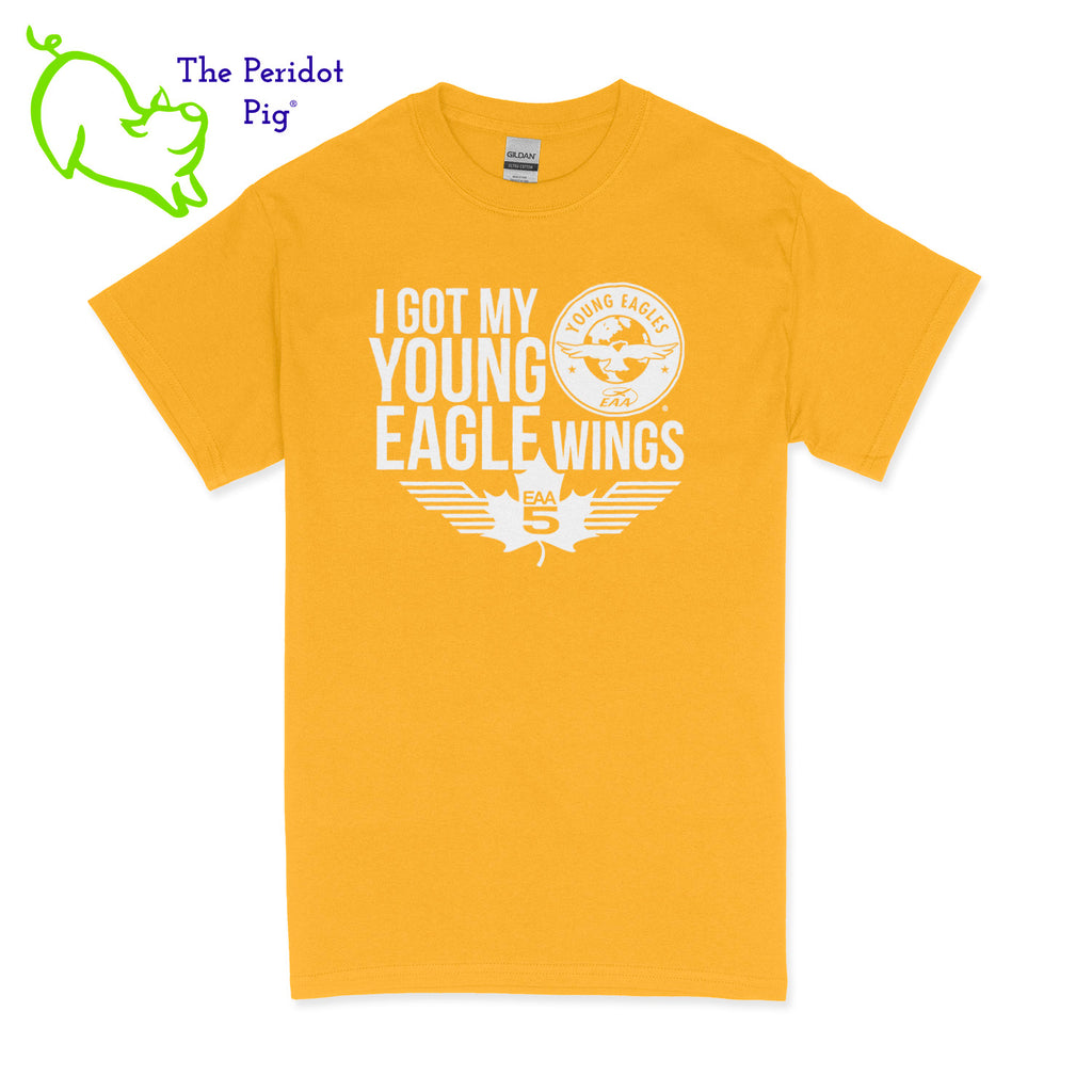 Make your Young Eagles flight a memorable one with this stylish Young Eagles T-Shirt! Choose from five awesome shirt colors and four logo colors, with the iconic Young Eagles logo printed on the front. What a cool way to commemorate your flight! Fly away in fashion! Front view shown in Yellow with white.