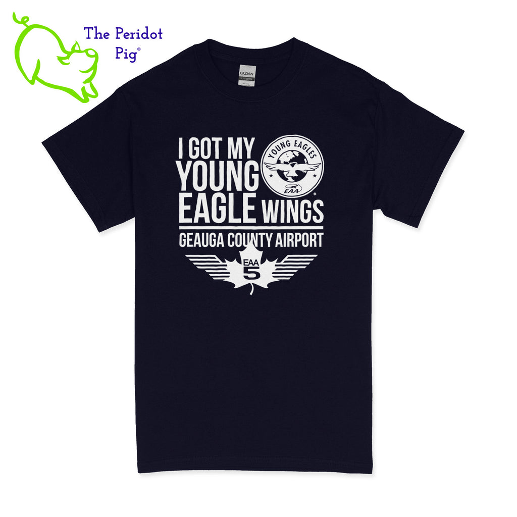 Make your Young Eagles flight a memorable one with this stylish EAA Chapter 5 Young Eagles T-Shirt! Choose from five awesome shirt colors and four logo colors, with the iconic EAA Chapter 5 and Young Eagles logos printed on the front. What a cool way to commemorate your flight! Fly away in fashion! Front view shown in Navy with white.