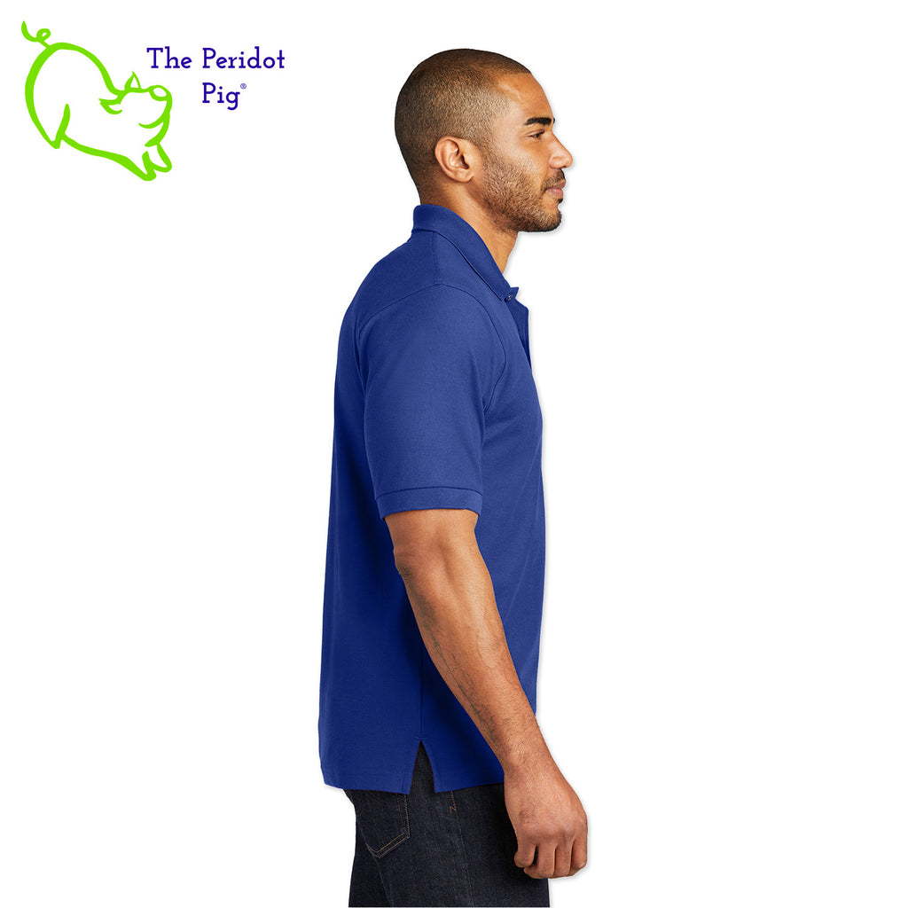 Our popular Silk Touch™ polo—enhanced with a left chest pocket. This one features the EAA Chapter 5 logo above the pocket. Side view shown in Royal.