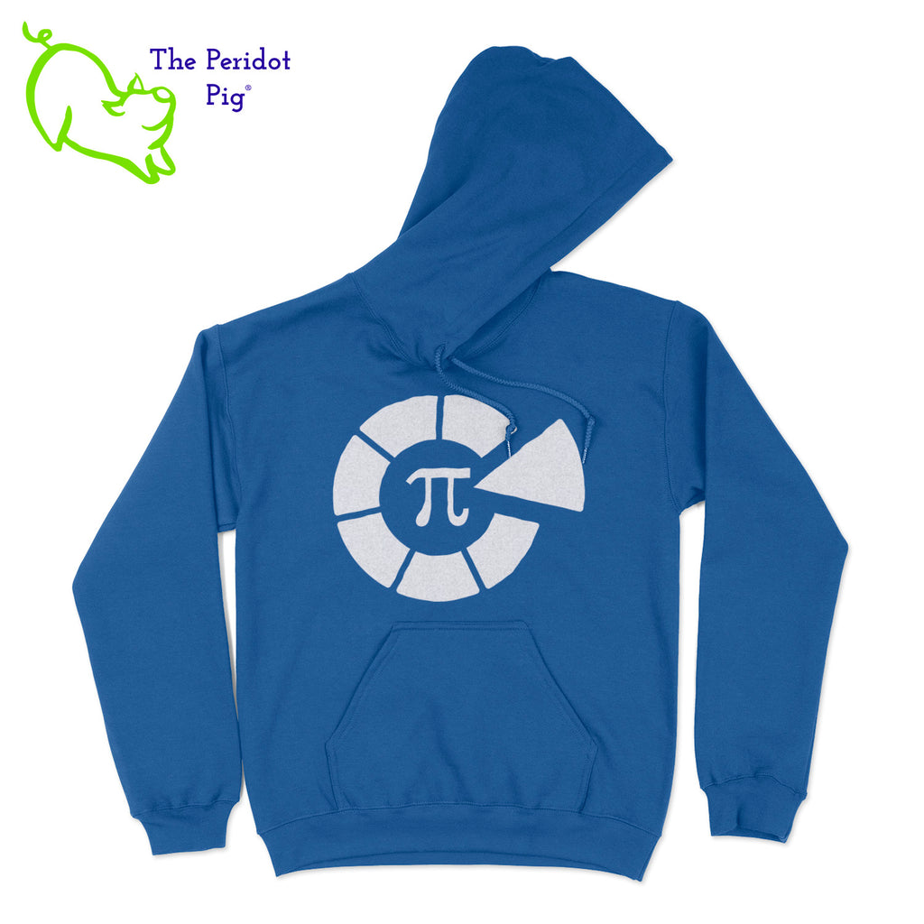 This warm, soft hoodie features the Healthy Pi logo in sparkly glitter on the front. It's available in three colors. Front view shown in Royal Blue.
