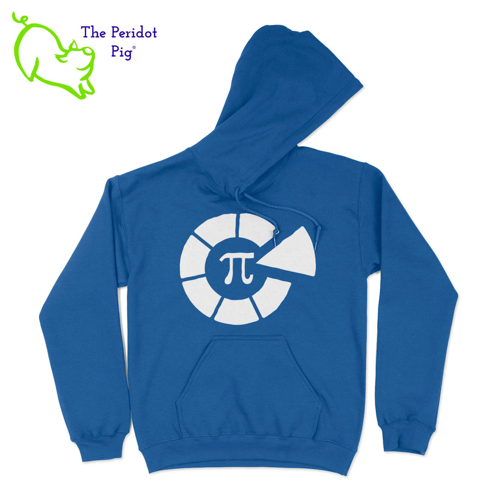 This warm, soft hoodie features a matte finish, Healthy Pi logo on the front. It's available in three colors. The white and navy hoodies have the logo in teal green. The royal blue hoodie has the logo in white. Front view shown in royal.
