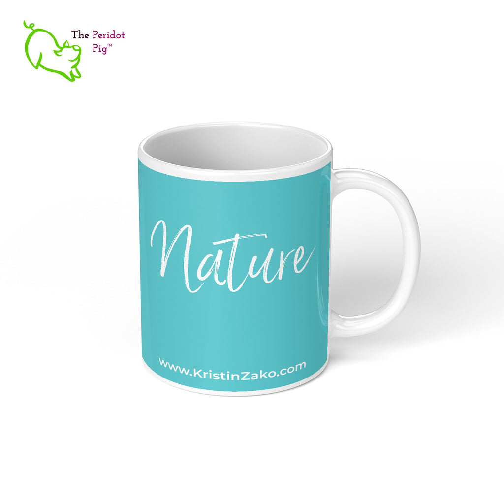 A wonderful mug featuring Kristin Zako's logo and a reminder of the four pillars in her philosophy. A great addition to your morning routine before you start a hectic day. Nature right view.
