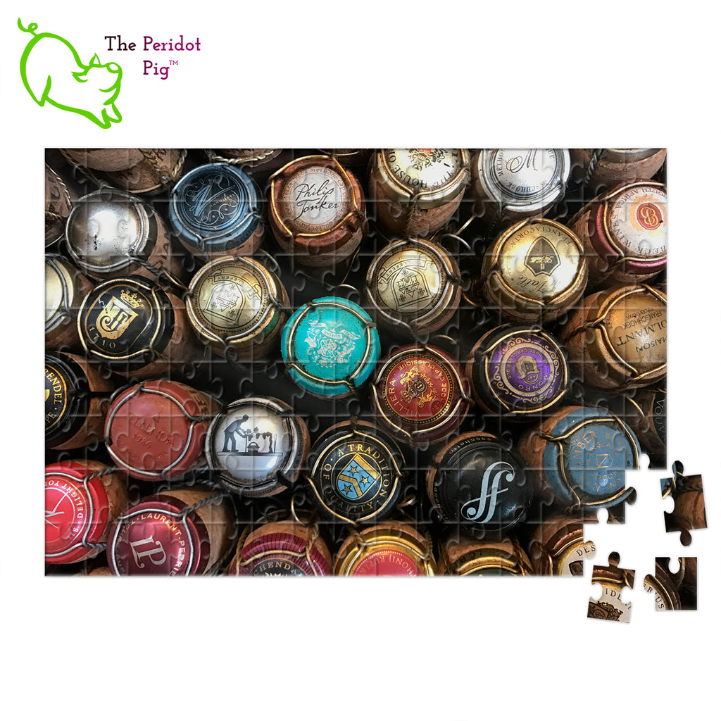 These puzzles look so simple but are actually rather hard! The pieces are very similar in size and the images have a lot of repetition. The theme in these three puzzles is wine with each style featuring different wine bottle corks. Style B