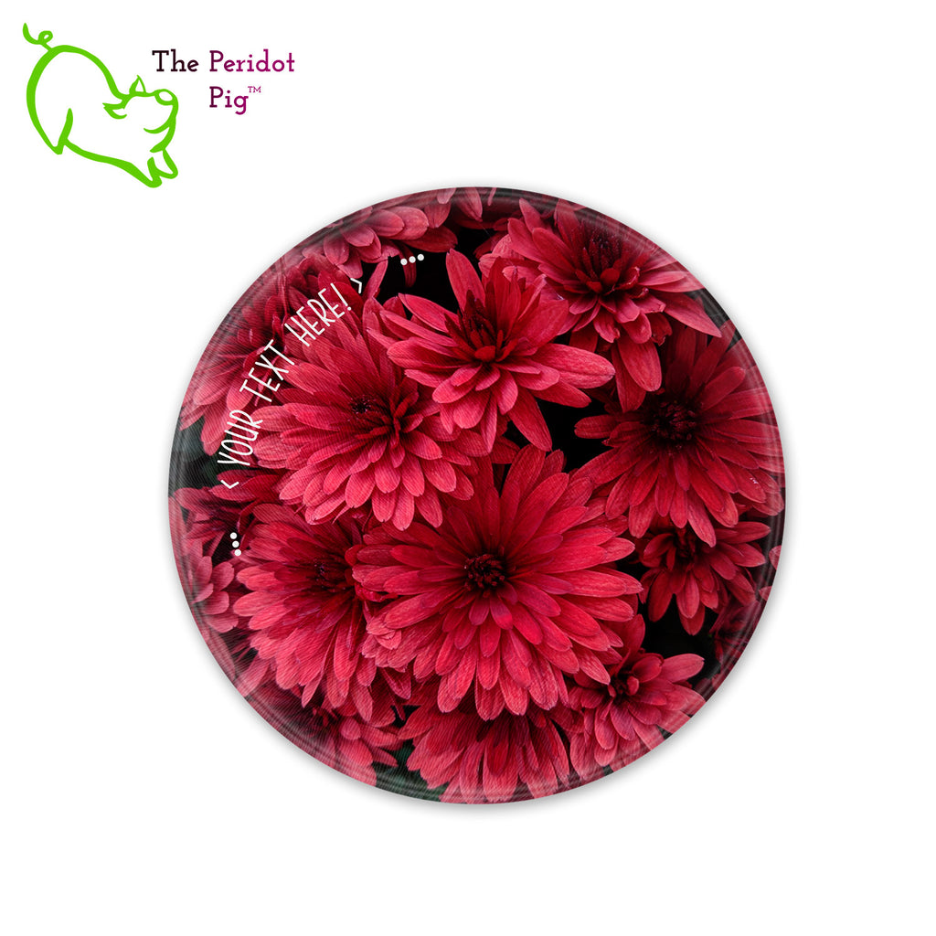 This beautiful tempered glass cutting board is a wonderful keepsake!  It can be personalized with names, quotes or dates. This one features bright pink dahlias in a vivid and detailed print. Perfect for cutting or using as a serving board! Front view without highlights.