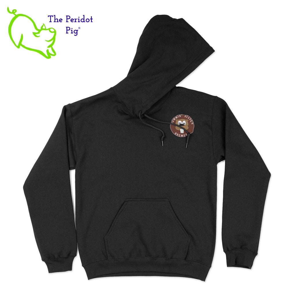 A standard pullover hoodie. The Bummin' Beaver logo is on the front. The text "Bummin' Beaver Brewery" and "Auburn Township, Ohio" is on the back.Front view shown in black.