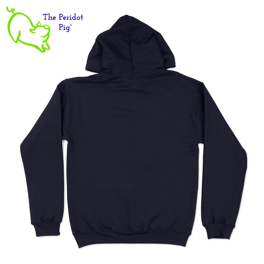 This warm, soft hoodie features the Healthy Pi logo in sparkly glitter on the front. It's available in three colors. Back view shown in Navy.