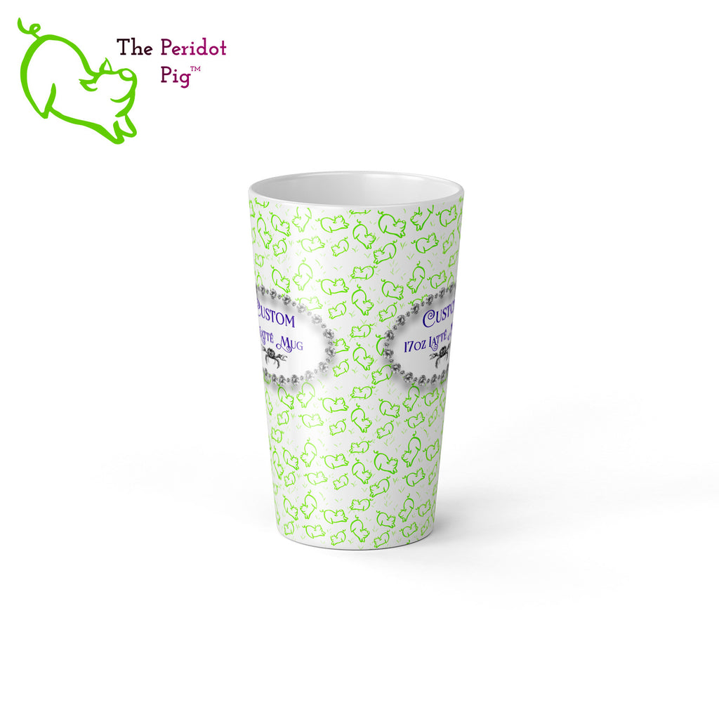 A sample image of a custom latte mug. Center view shown.
