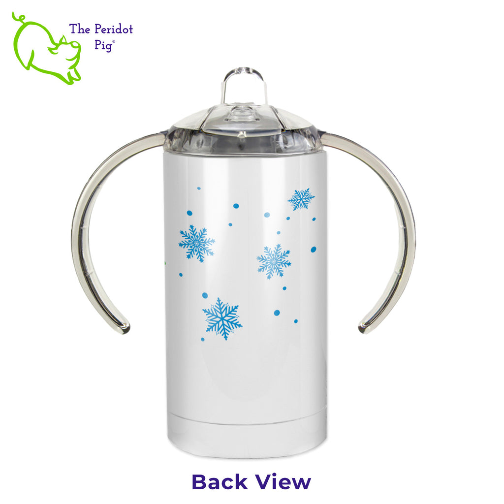 The perfect gift for new parents! We've printed these with fun Christmas artwork and it says, "My 1st Christmas" on the front. Snowflakes dance around the sides and back. Back view shown.