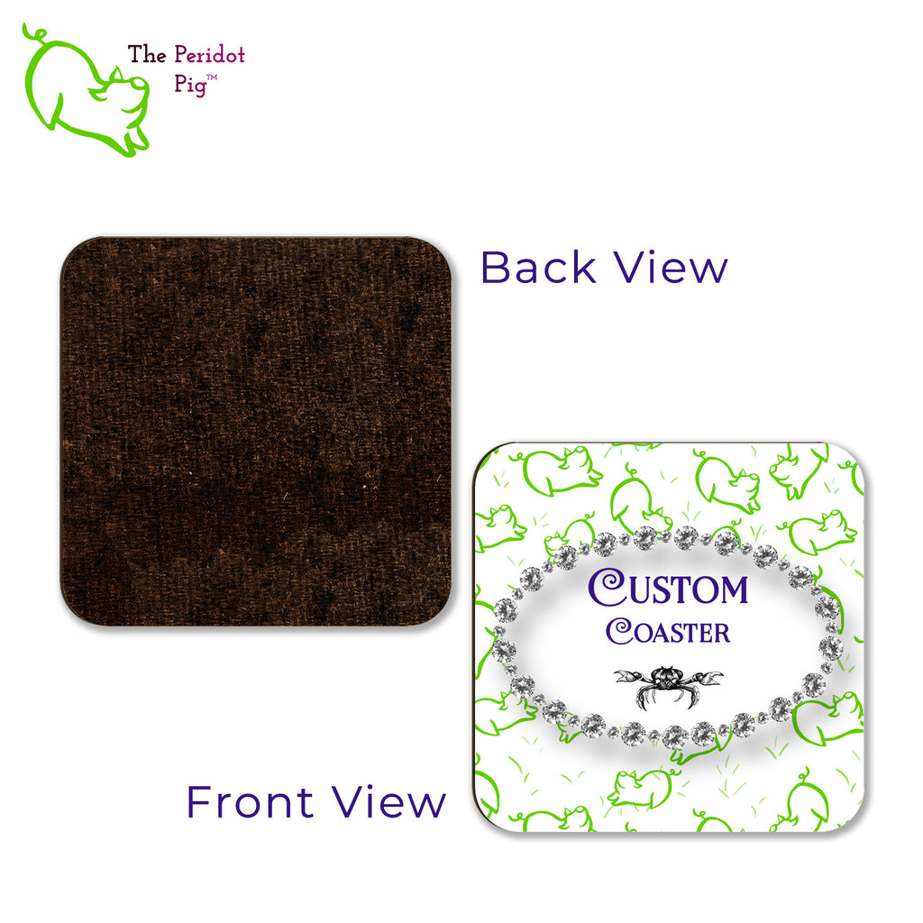 A gloss square coaster shown front and back.