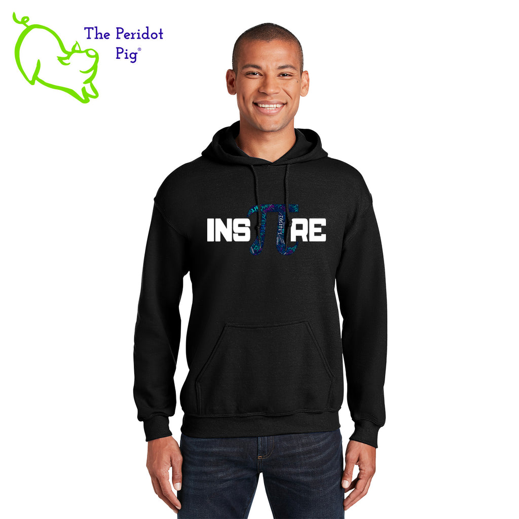 This warm, soft hoodie features our PI day InsPIre theme in vivid print on the front. It's available in four colors to help celebrate PI in style. Front view shown in black.