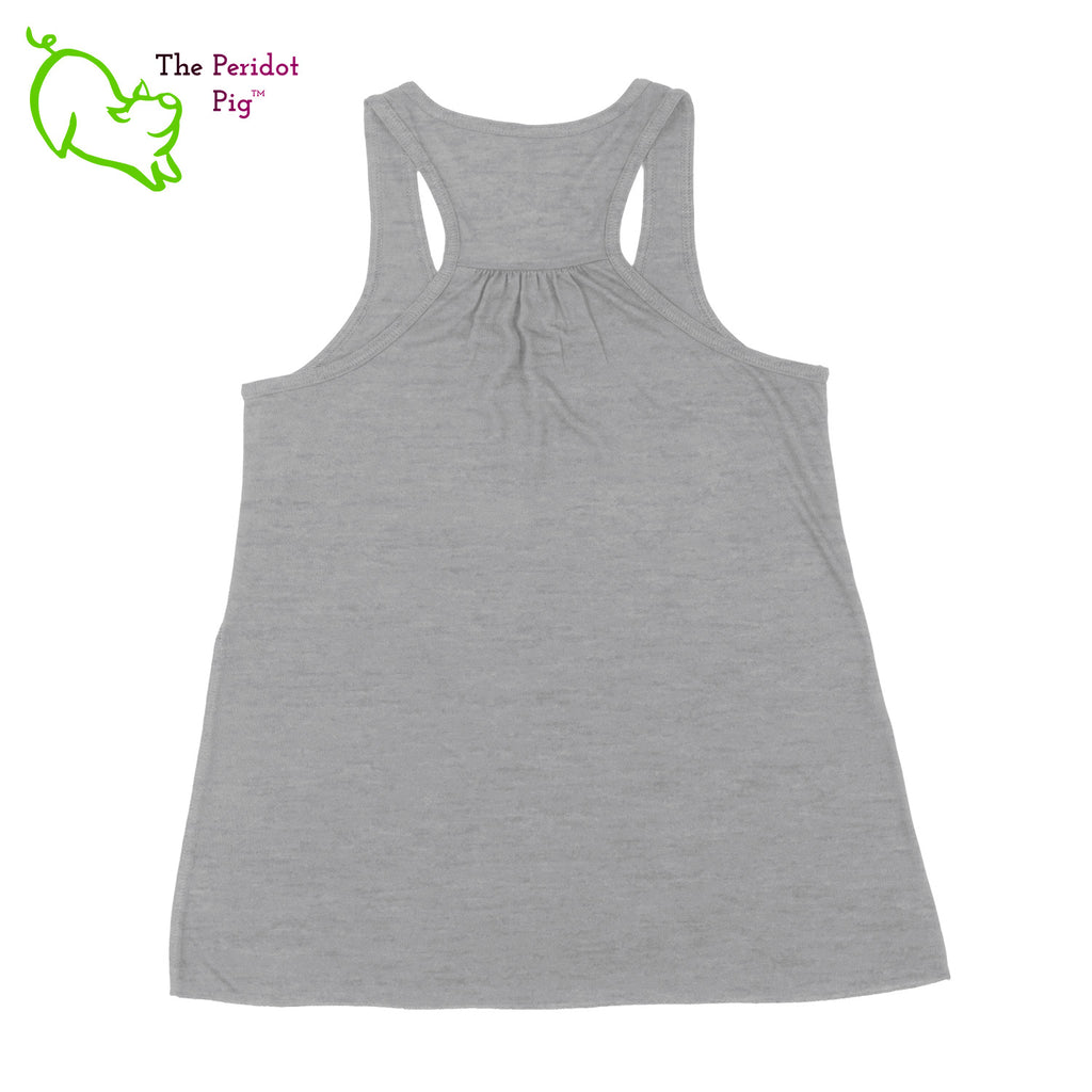This racerback tank is super soft, lightweight, and form-fitting (but not too tight in the mid-section) with a flattering cut and raw edge seams for an edgy touch. The front features Kristin Zako's logo and the back is blank. The print will be in a "vintage" look that is slightly faded. Back view in Gray.