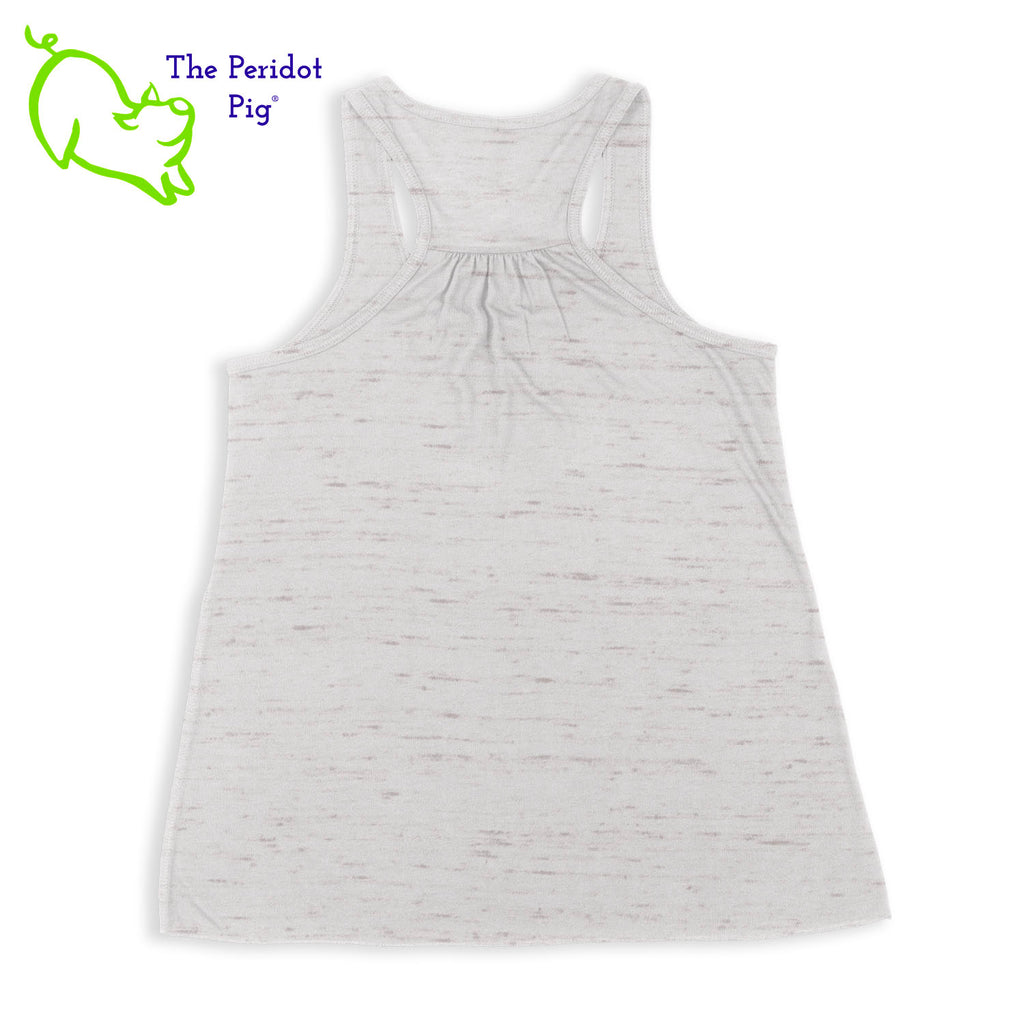 This racerback tank is super soft, lightweight, and form-fitting (but not too tight in the mid-section) with a flattering cut and raw edge seams for an edgy touch. The front features Coach Michele Smits' Natural Balance logo and the back is blank. Back view in white marble.