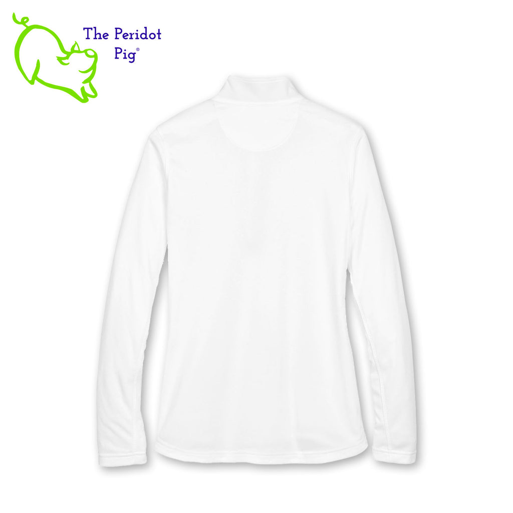 The Natural Balance Logo long sleeve quarter-zip is cut in a stylish modern fashion. The front features a small version of the logo on the left pocket area. The back is blank. Back view shown in White.