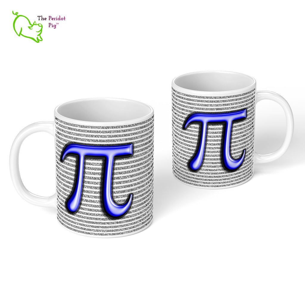 Would you like a little Pi to go with that coffee or tea? Here we have 5605 digits of Pi printed on a white, glossy 11 oz mug. What more could you ask for to celebrate Pi Day this year? Front and back view shown.
