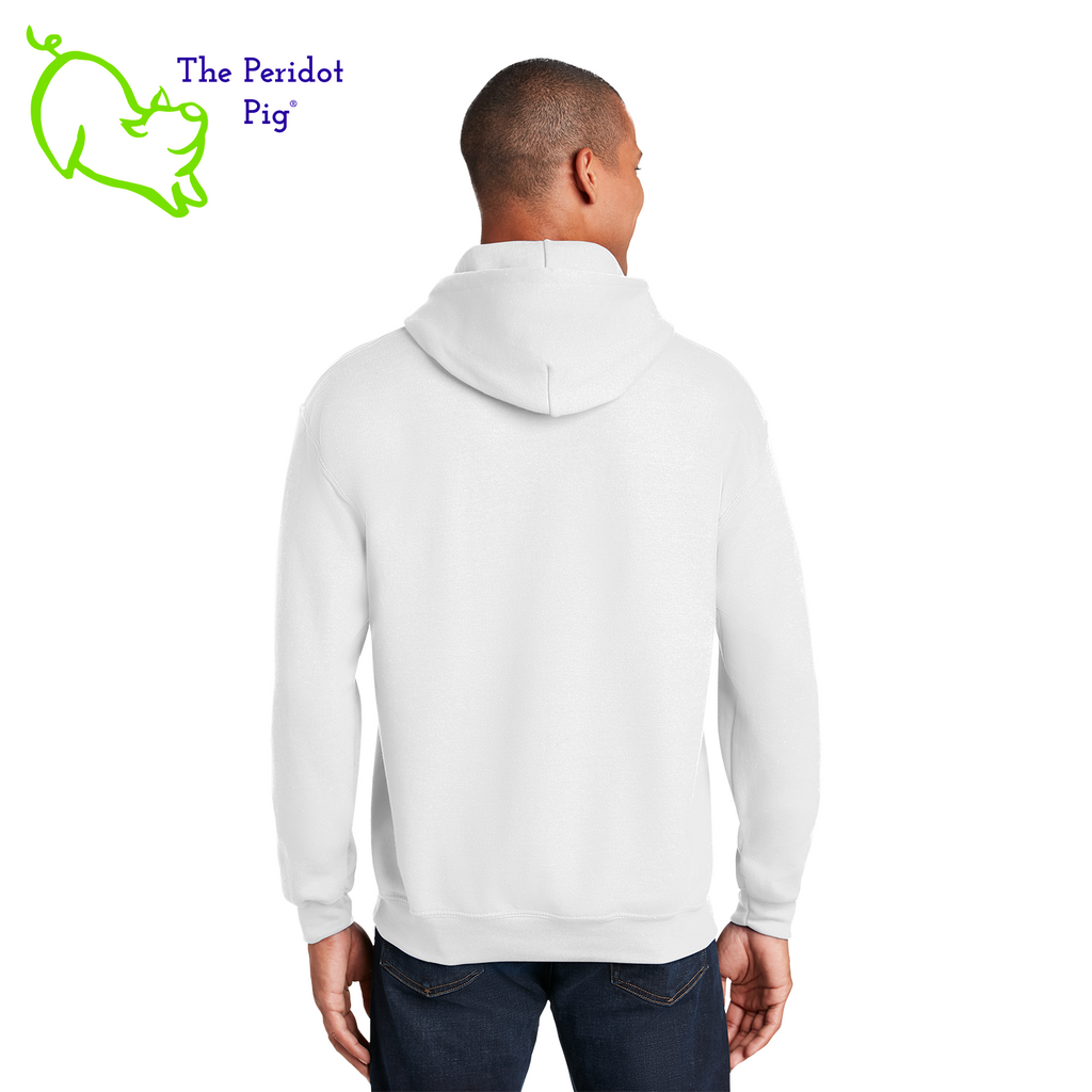 This warm, soft hoodie features the Healthy Pi logo in sparkly glitter on the front. It's available in three colors. Back view shown in White.