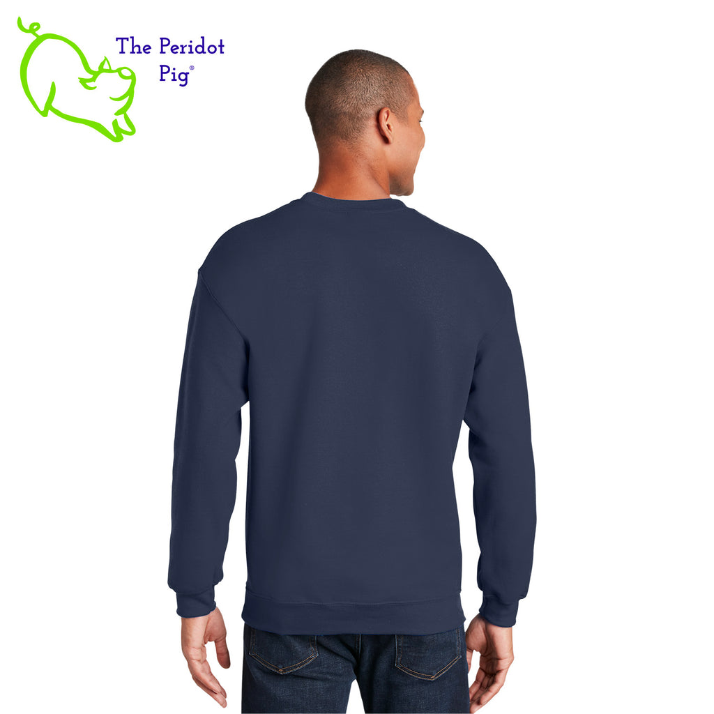 This warm, soft crewneck sweatshirt features our PI day InsPIre theme in vivid print on the front. It's available in four colors to help celebrate PI in style. Back view shown in navy.