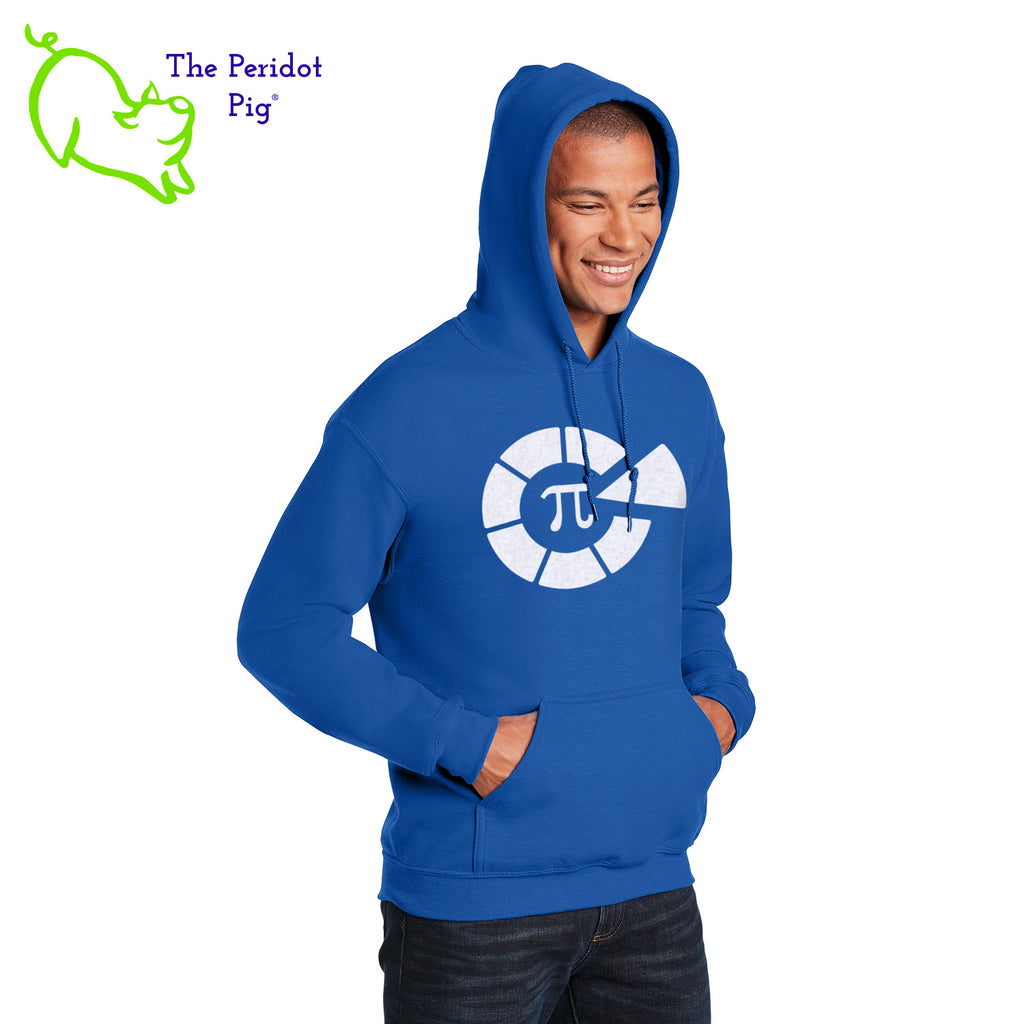 This warm, soft hoodie features the Healthy Pi logo in sparkly glitter on the front. It's available in three colors. Front view shown in Royal Blue.