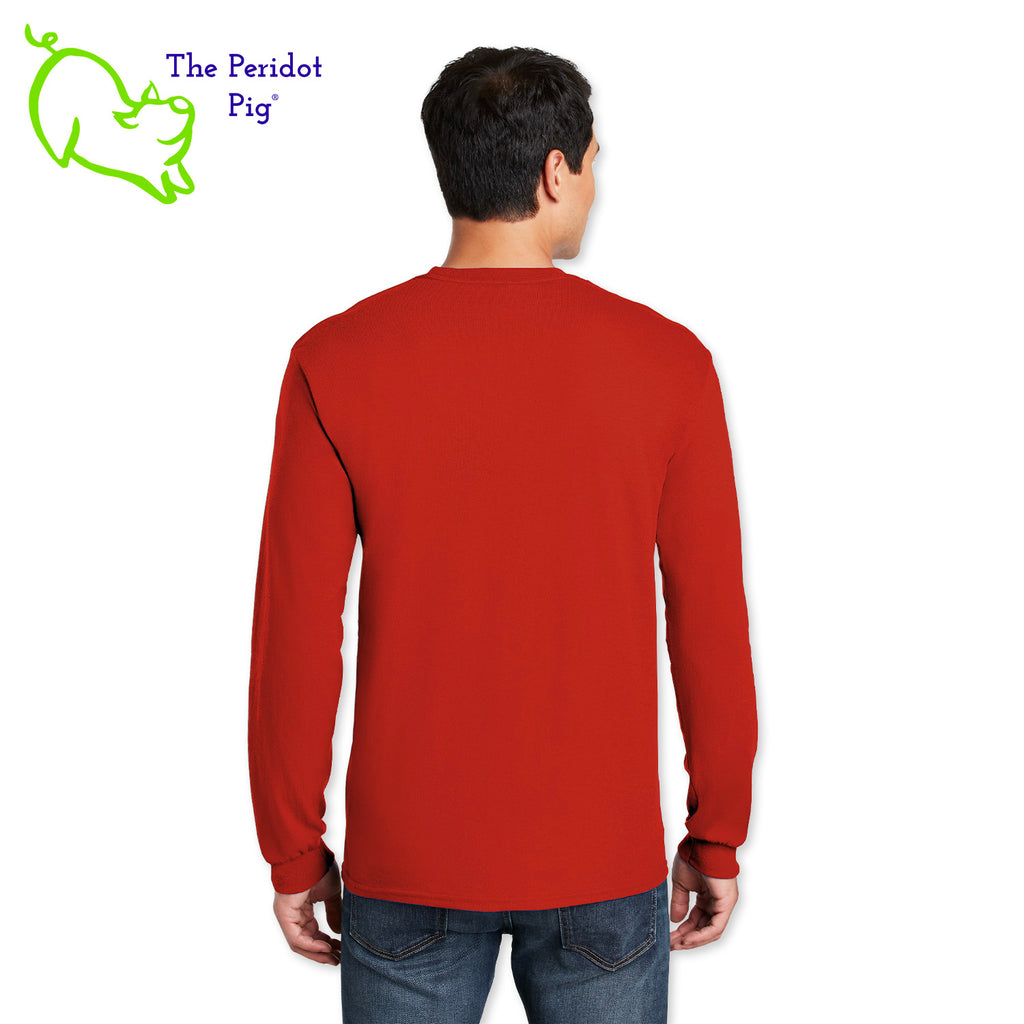 Before you start with the "bah humbugs", try this shirt instead. It says, "This is as jolly as I get" in bright, vivid color. There's even a couple of sprigs of mistletoe! Back view in red.