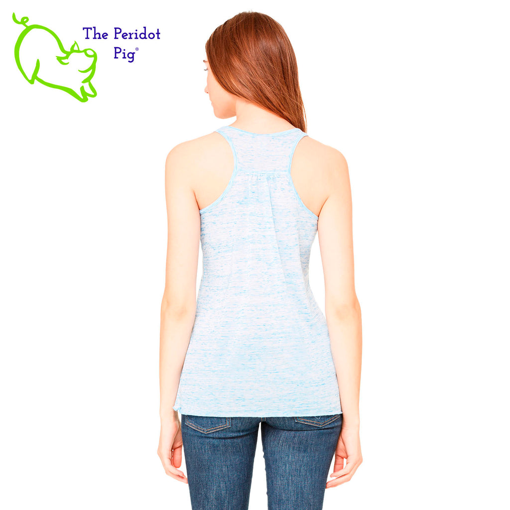 This racerback tank is super soft, lightweight, and form-fitting (but not too tight in the mid-section) with a flattering cut and raw edge seams for an edgy touch. The front features Coach Michele Smits' Natural Balance logo and the back is blank. Back view in blue marble.