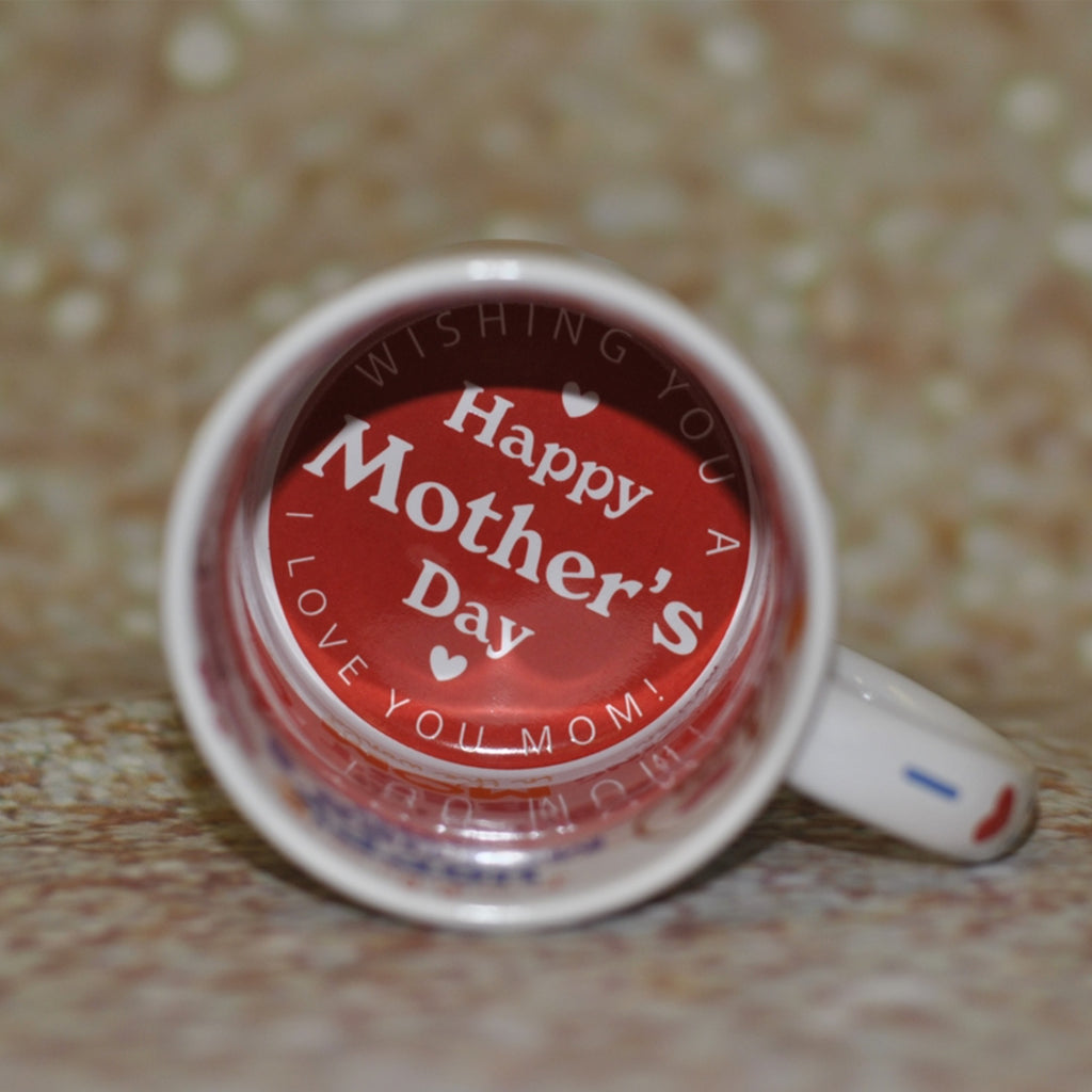 Close up of Mother's day mug interior.