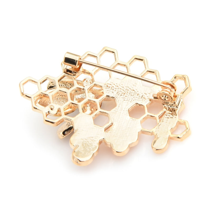This bee and honeycomb brooch would be a fabulous gift for a bee keeeper. Its  unique design with the enamel filled honeycomb makes it quite modern looking. rear view